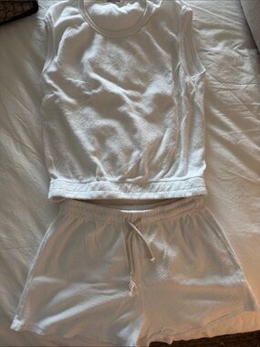 Perfect White Tee White Terry Cloth Tank and Short Set
